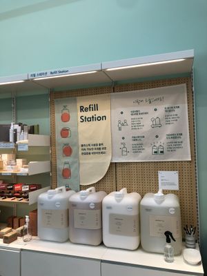 Refill Station: Shampoo, conditioner, all-in-one wash, aloe vera  at B:green in Seoul