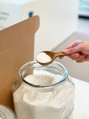 Powder detergent, baking soda refill station at B:green in Seoul