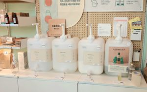 refill station for shampoo, conditioner, body wash, aloe vera gel at B:green in Seoul