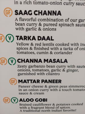 Three vegan entrees at Tarka Indian Kitchen in San Antonio