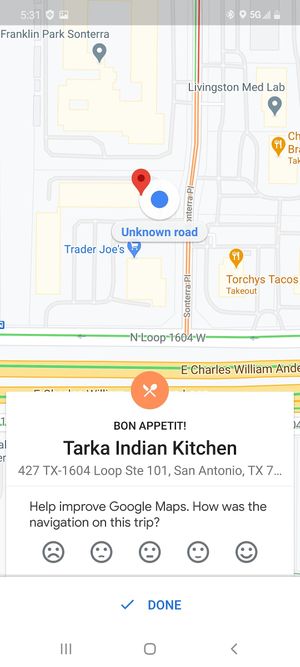 The map at Tarka Indian Kitchen in San Antonio