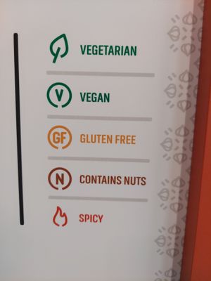 Clear descriptions of what is vegan and not etc. at Tarka Indian Kitchen in San Antonio