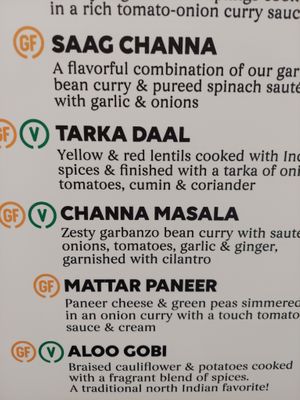 Menu at Tarka Indian Kitchen in San Antonio