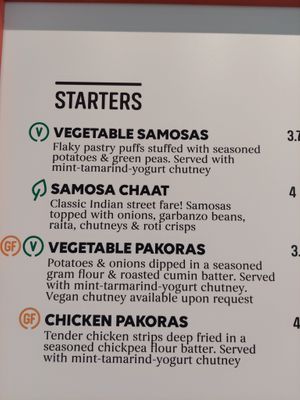 Menu at Tarka Indian Kitchen in San Antonio