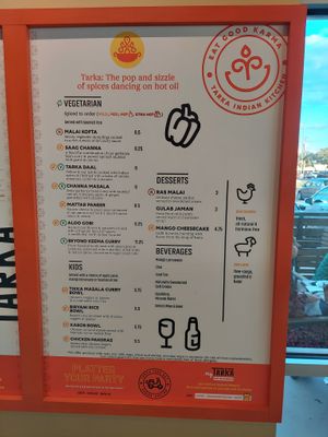 Menu at Tarka Indian Kitchen in San Antonio