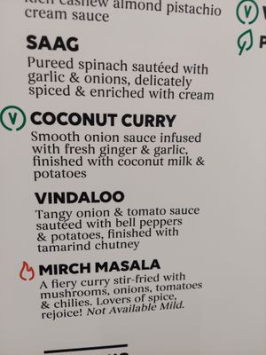 Menu at Tarka Indian Kitchen in San Antonio