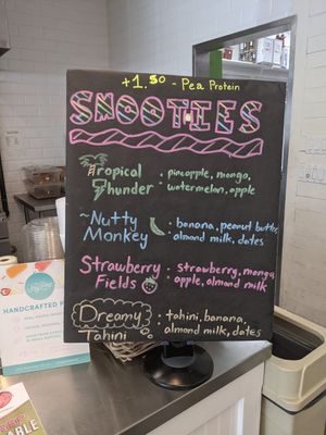 Smoothie menu at Hummus Bowls & Wraps in Las Vegas