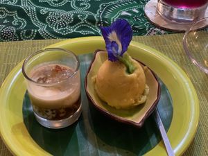 Handmade mango icecream for dessert. at Hawa's Artisan Kitchen in Lahad Datu
