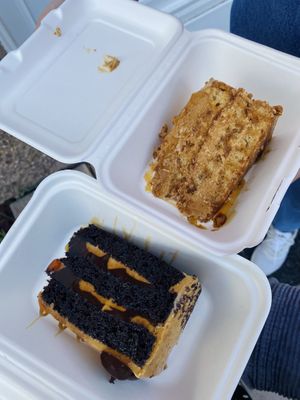 Salted caramel cake and caramelised cake at Savage Slice in Renfrew