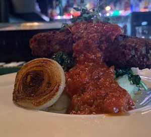 Chopped stake, spinach, and mashed potatoes  at VeegMe - Maybe closed in Temecula