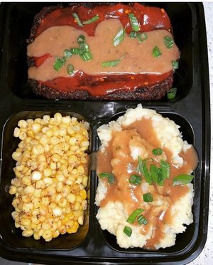 Meatloaf, mash potatoes & gravy, and corn at VeegMe - Maybe closed in Temecula
