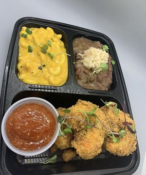 Fried Schrimp, Mac & Cheeze, red beans & rice, cocktail sauce  at VeegMe - Maybe closed in Temecula