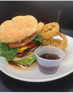 Double V cheezeburger w/ onion rings  at VeegMe - Maybe closed in Temecula