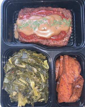V loaf w/ mixed greens and candied yams at VeegMe - Maybe closed in Temecula
