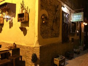 Outside at night  at La Triskalla in Essaouira