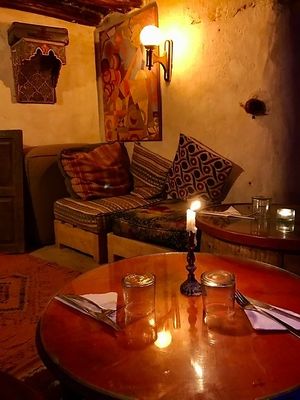 Upstairs dining.  at La Triskalla in Essaouira