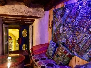 Upstairs. Really fun seating.  at La Triskalla in Essaouira