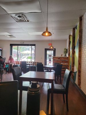 Clean, cozy dining. at CORE, vegan market & bistro in Safety Harbor