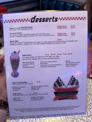 Vegan menu back  at Hot Rods 50's Diner in Alcoa