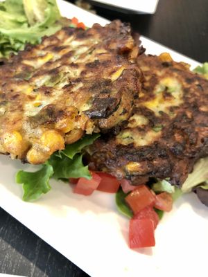 Zucchini corn fritters  at LesbiVeggies in Woodbury