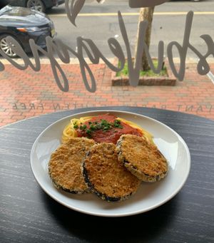 Eggplant Parmesan pic for the Currier! at LesbiVeggies in Woodbury