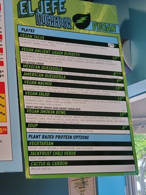 Vegan menu! at El Jefe Luchador in Deerfield Beach