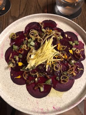 Beet appetizer   at El Burlador Gastrobar in Cartagena