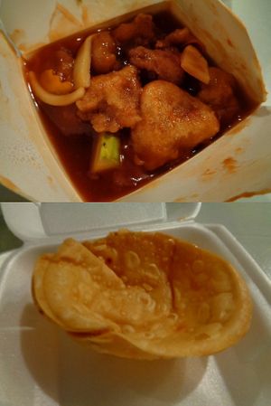 Zen Phoenix Nest, takeout, to assemble at home with the potato nest as a bowl. at Szechwan Garden in Lakewood