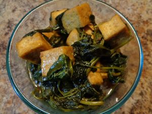 Half portion Spinach Bean Curd with Garlic Sauce. Our family's favorite! Light brown sauce with a hint of ginger. at Szechwan Garden in Lakewood