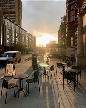 Outside at Coat Check Coffee in Indianapolis