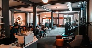 Inside at Coat Check Coffee in Indianapolis