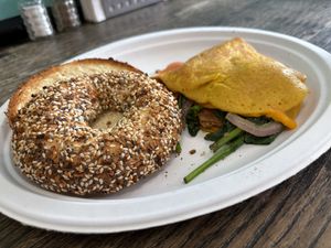 Wonder Woman was omelette with sausage and a bagel  at Seaside Bagels in Wilmington