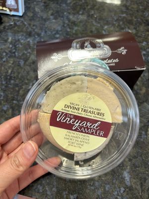 Vineyard sampler cheeses  at Divine Treasures in Manchester