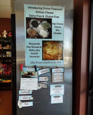 Vegan cheeses  at Divine Treasures in Manchester