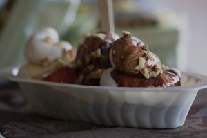 Divine Treasures LLC offers gluten-free and vegan soft serve! Sold at the Manchester location, this is a great summertime treat with classic flavors like vanilla, chocolate and strawberry. Ask for the vanilla chocolate TWIST! The sundaes are a trio of soft serve flavors topped with any requested toppings and sauces. You can visit the website for our soft serve menu. at Divine Treasures in Manchester