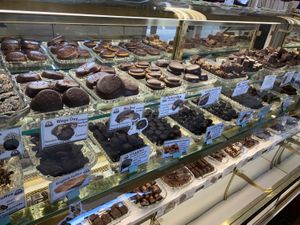 Rows and rows of chocolates  at Divine Treasures in Manchester