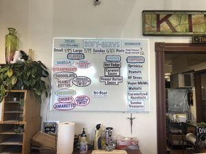 Soft-serve menu at Divine Treasures in Manchester