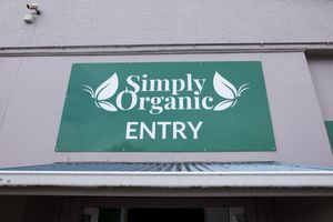 The sign at the back of the store  at Simply Organic in Tauranga