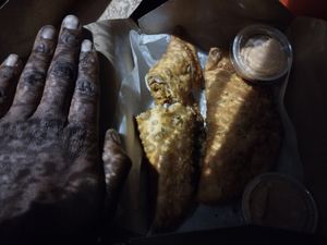 These are huge!! Taste like a Vegan Crispito!😋 at Roasted and Raw in Oakland