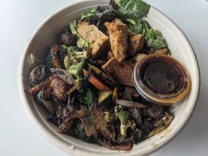 Teriyaki bowl at Roasted and Raw in Oakland