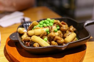 rice cakes with mushrooms at Jiǎn Dān 笕箪 - Times Square in Shanghai
