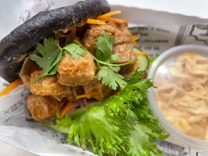 Lönkkä Bao with Soya “chicken” and sriracha Mayo sauce at Be Mine Bar & Bistro in Helsinki