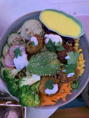 Vegan Oh my Buddha  bowl with falafel   at Be Mine Bar & Bistro in Helsinki