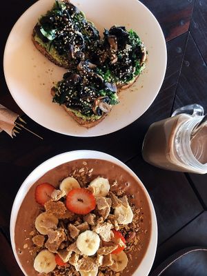 Avo toast, acai bowl at Tierra Verde in Mahahual