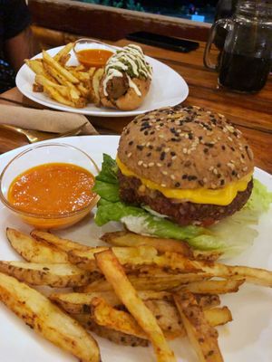 Burger, choripan at Tierra Verde in Mahahual