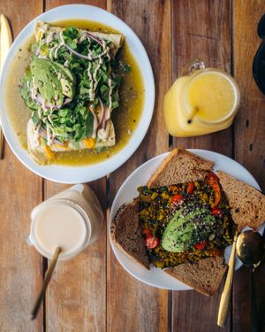Enchiladas & Scrambled Tofu at Tierra Verde in Mahahual