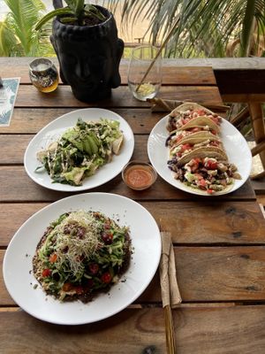Califlower Tacos, Quesadillas & Mantra Wrap  at Tierra Verde in Mahahual