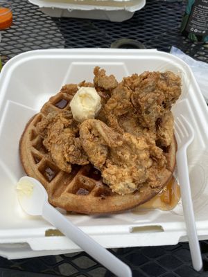 So good I ate the whole thing. I’ve never had real chicken and waffles but I imagine this was close to the real deal  at Allyum in Seattle