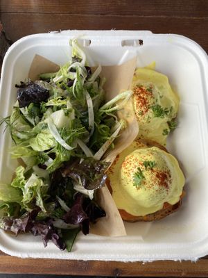 Carrot lox Benny; the “egg” is guacamole! at Allyum in Seattle
