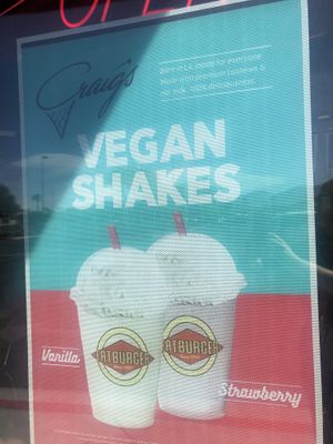 Vegan Shake sign on the window at Fatburger in Las Vegas